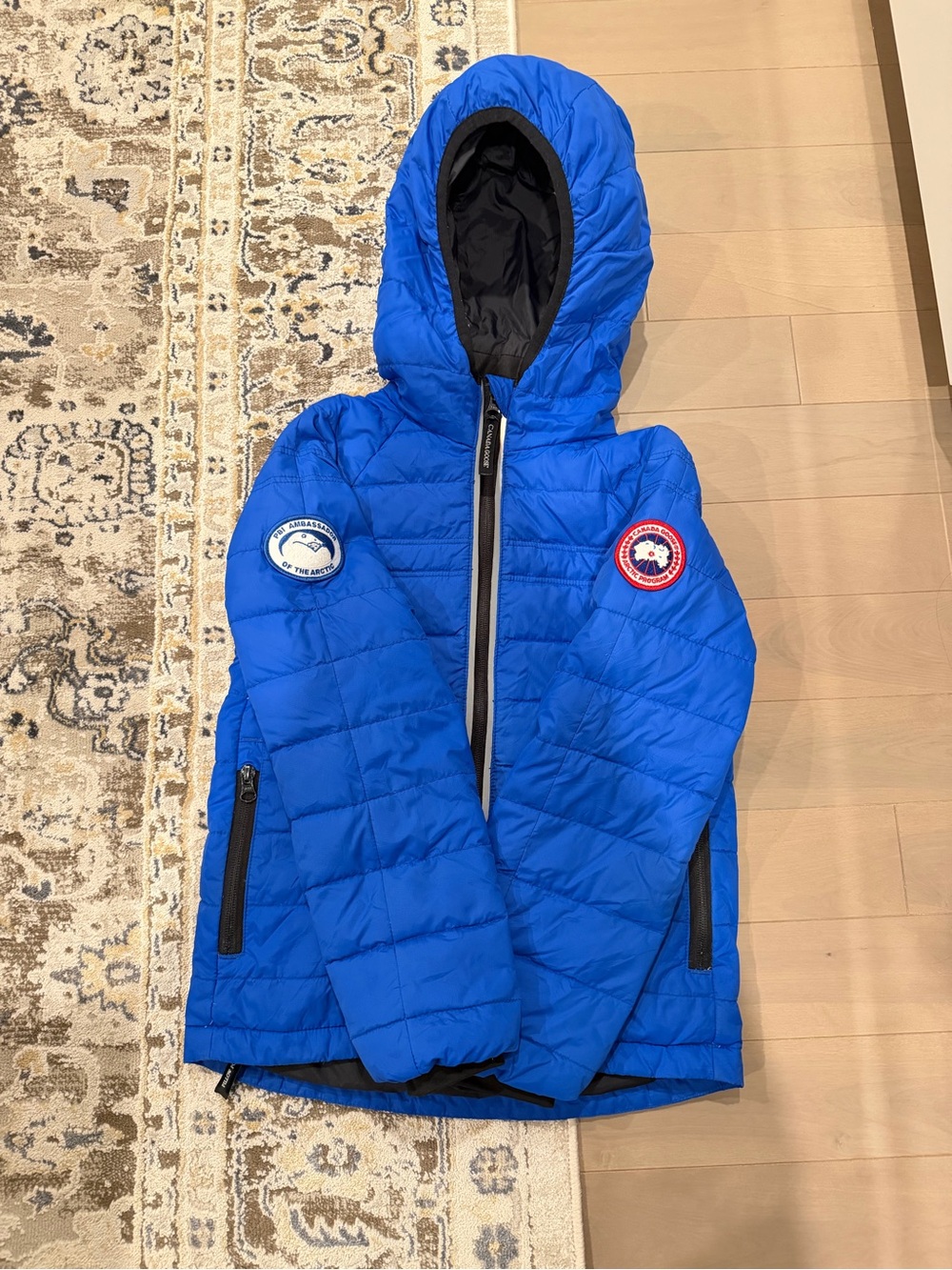 Kids Blue Hooded Puffer Jacket - Canada Goose